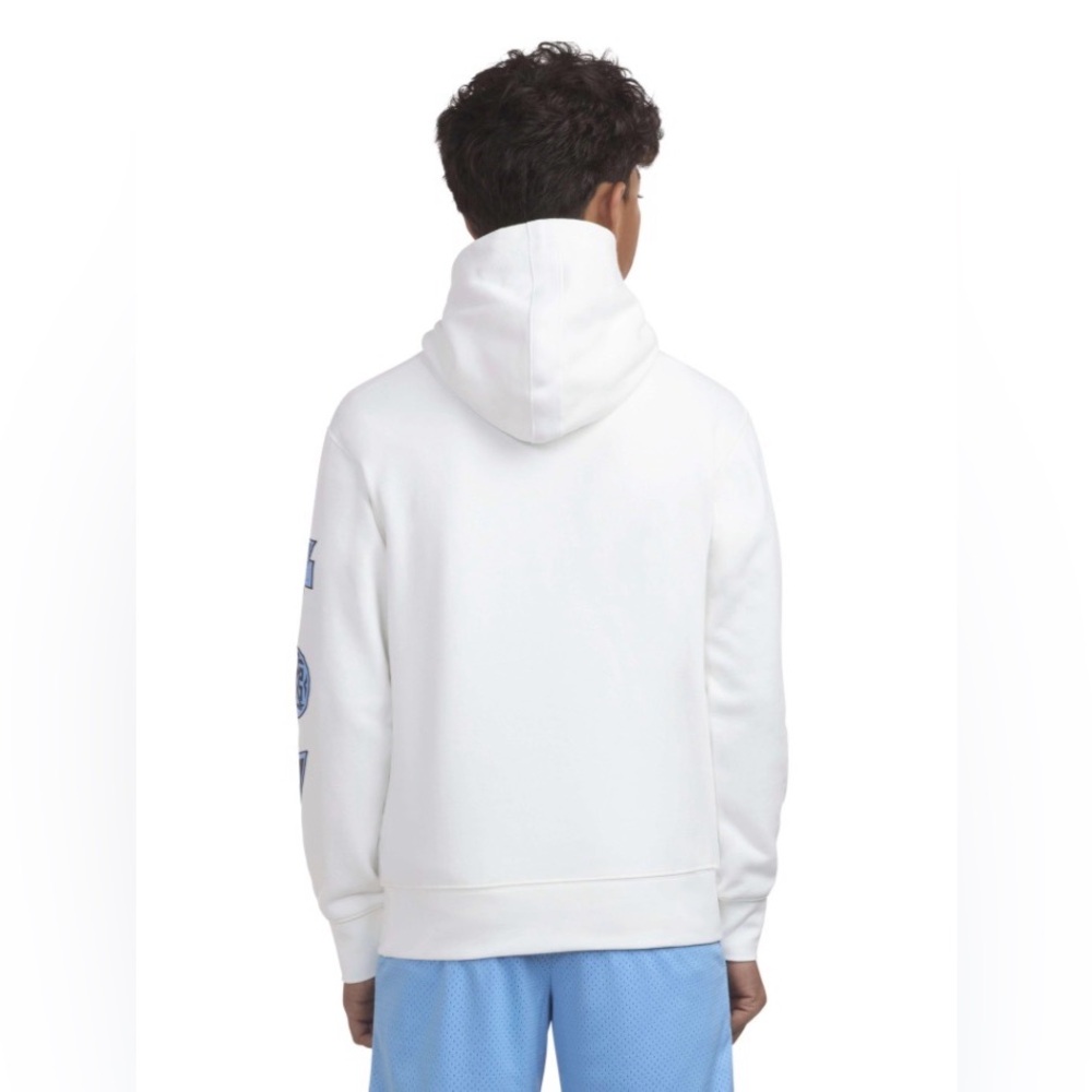 Nike Jordan White Blue “See Me Shine”‎ Fleece Pullover Hoodie Sweatshirt 10-12 M - Picture 8 of 14